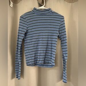 Brandy Melville Blue Stripe Long Sleeve Fitted Long Sleeve